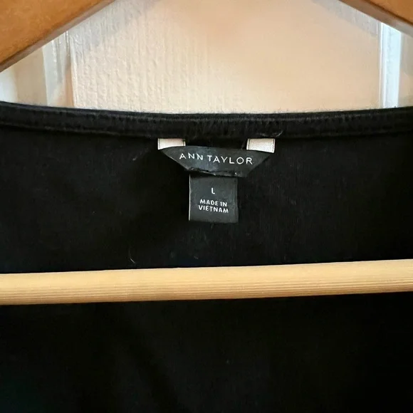 Ann Taylor Black Square Neck Top - Picture 2 of 3